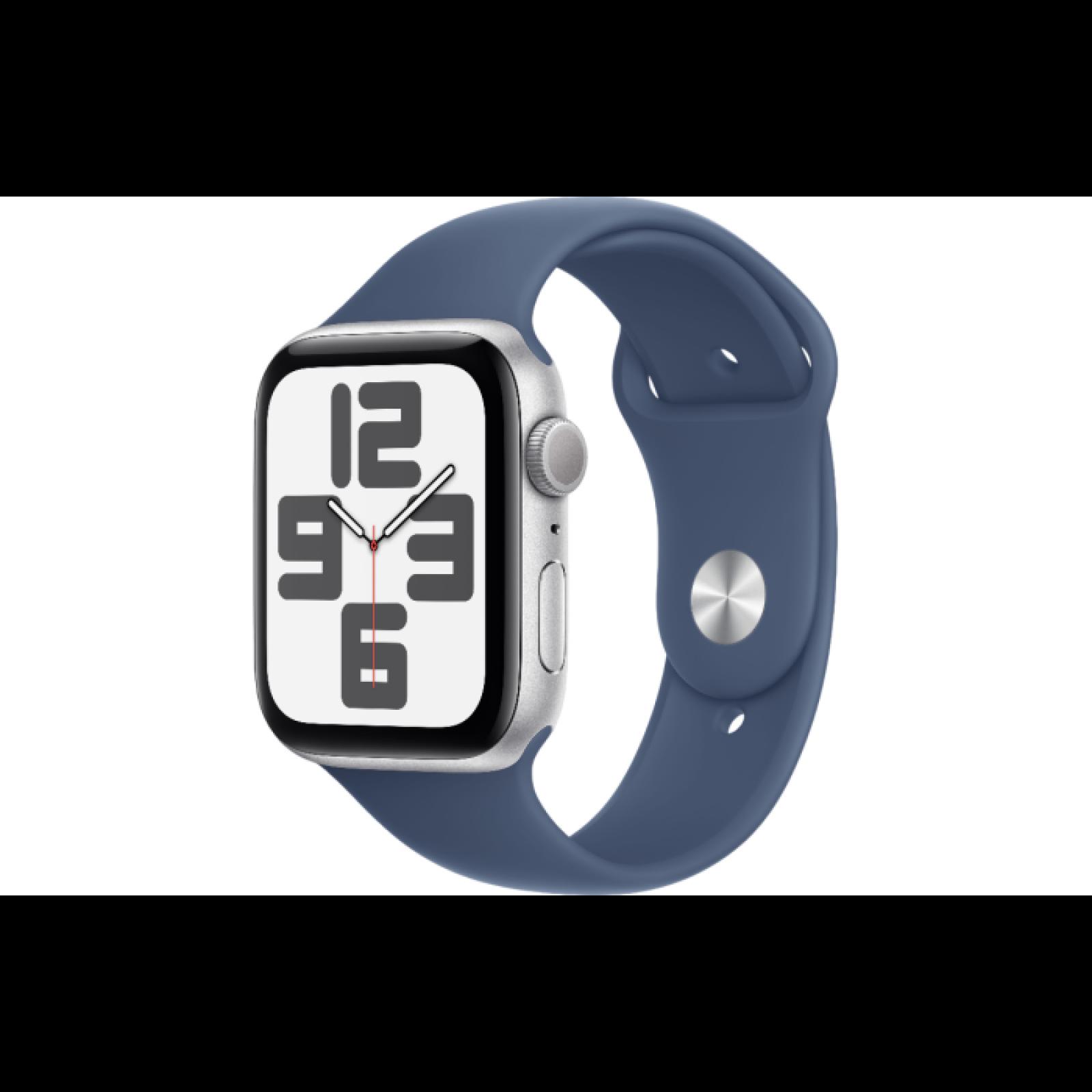 Apple Watch SE GPS 44mm Silver Aluminium Case with Denim Sport Band