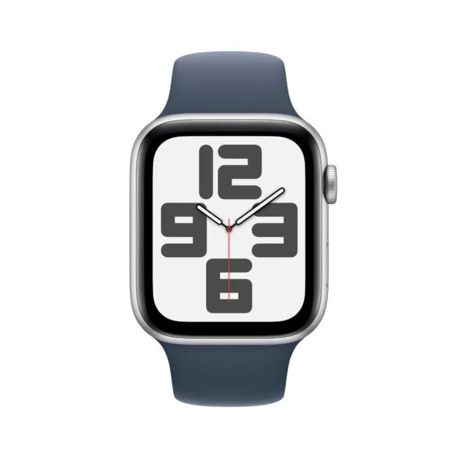 Apple Watch SE GPS + Cellular 44mm Silver Aluminium Case with Denim Sport Band