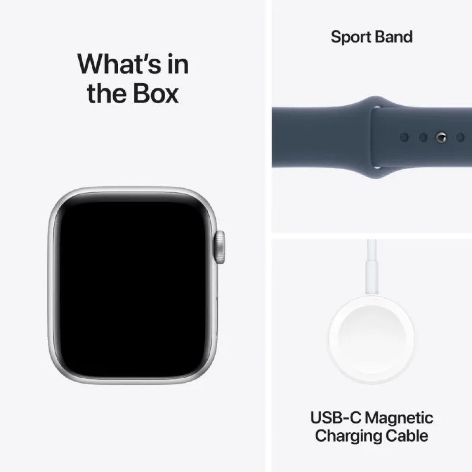 Apple Watch SE GPS + Cellular 44mm Silver Aluminium Case with Denim Sport Band