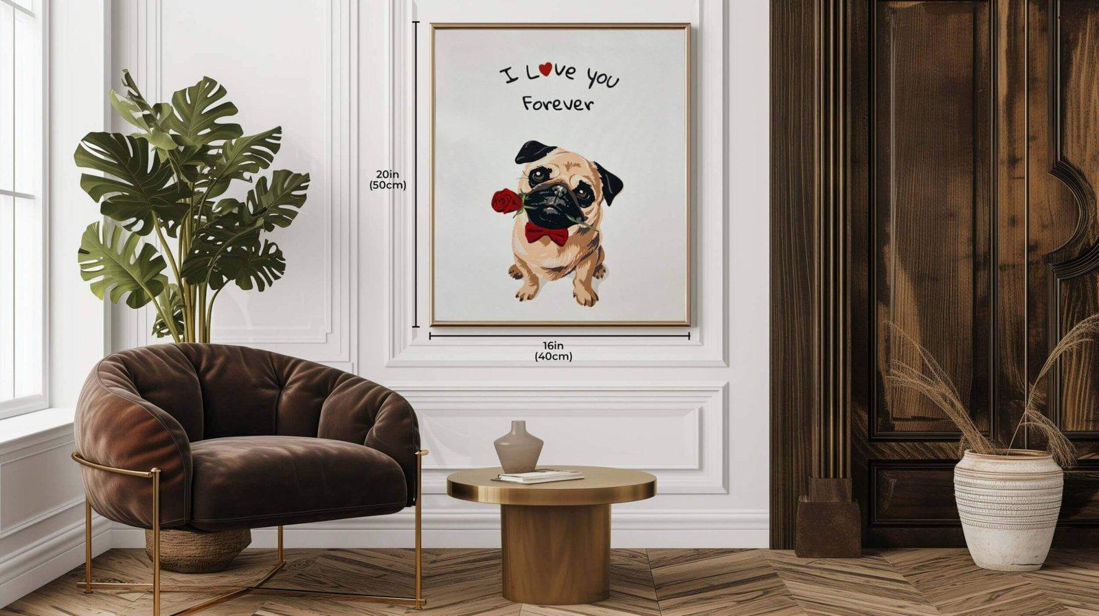 Dog with Rose Painting - Canvas